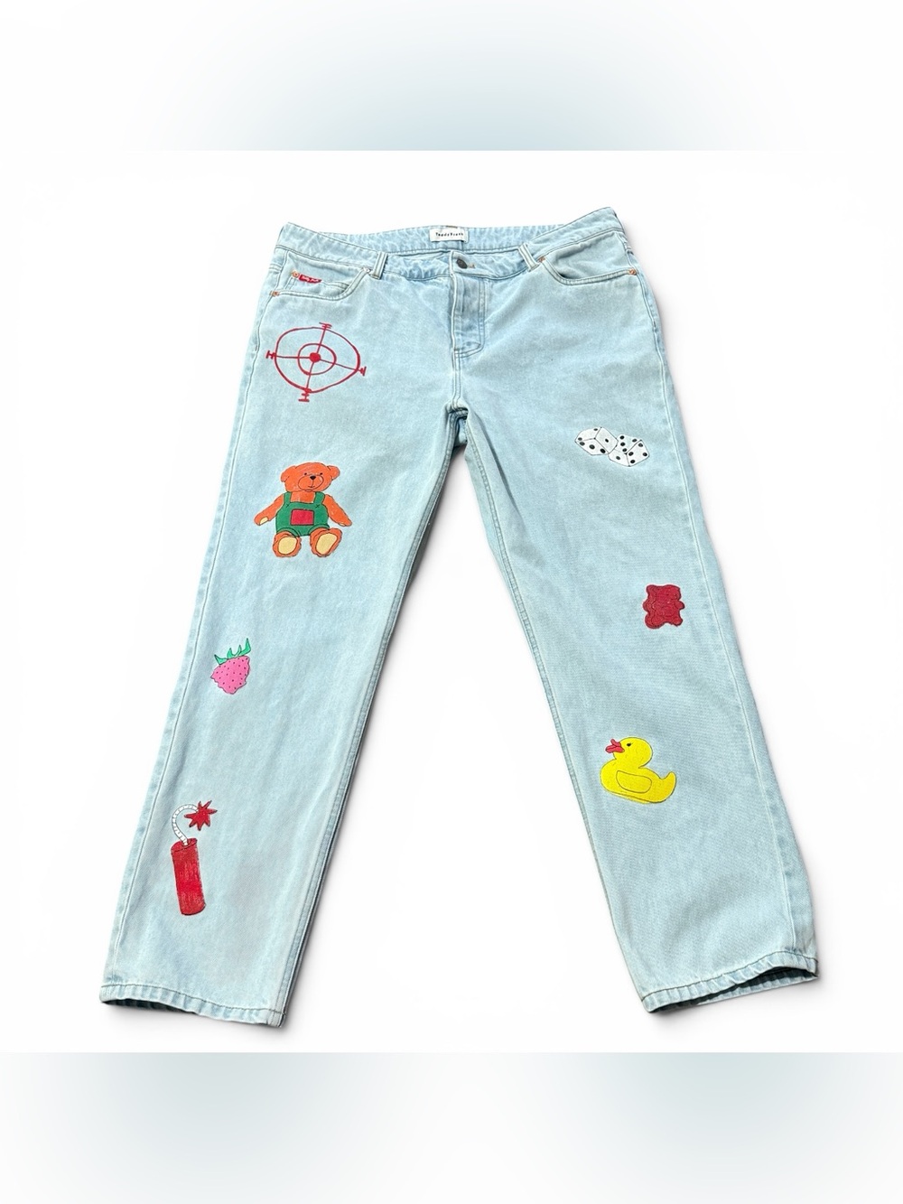 Teddy Fresh Doodle Jeans by Hila Klein Featuring Colorful Screen-print Blue 36